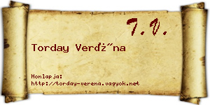 Torday Veréna névjegykártya